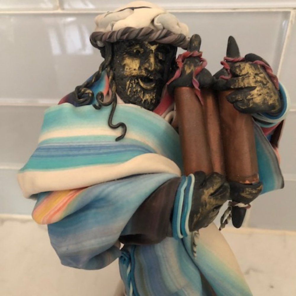 Jewish men with Torah scroll Statue. Figurine. Judaica. Made in Israel.
